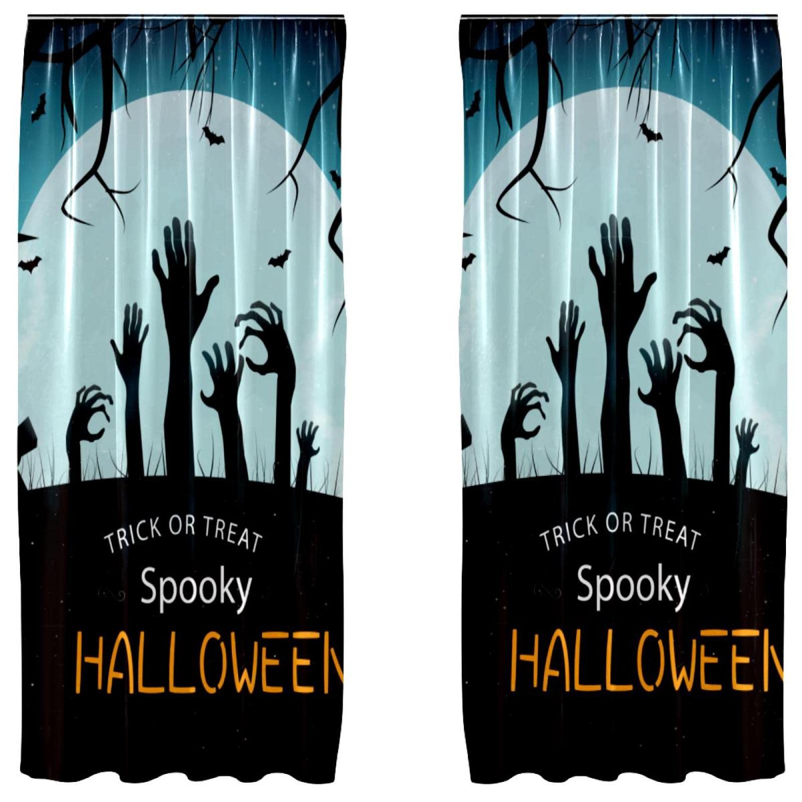 Rideaux Halloween passe-tringle tamisants voilage léger de salon 213 cm