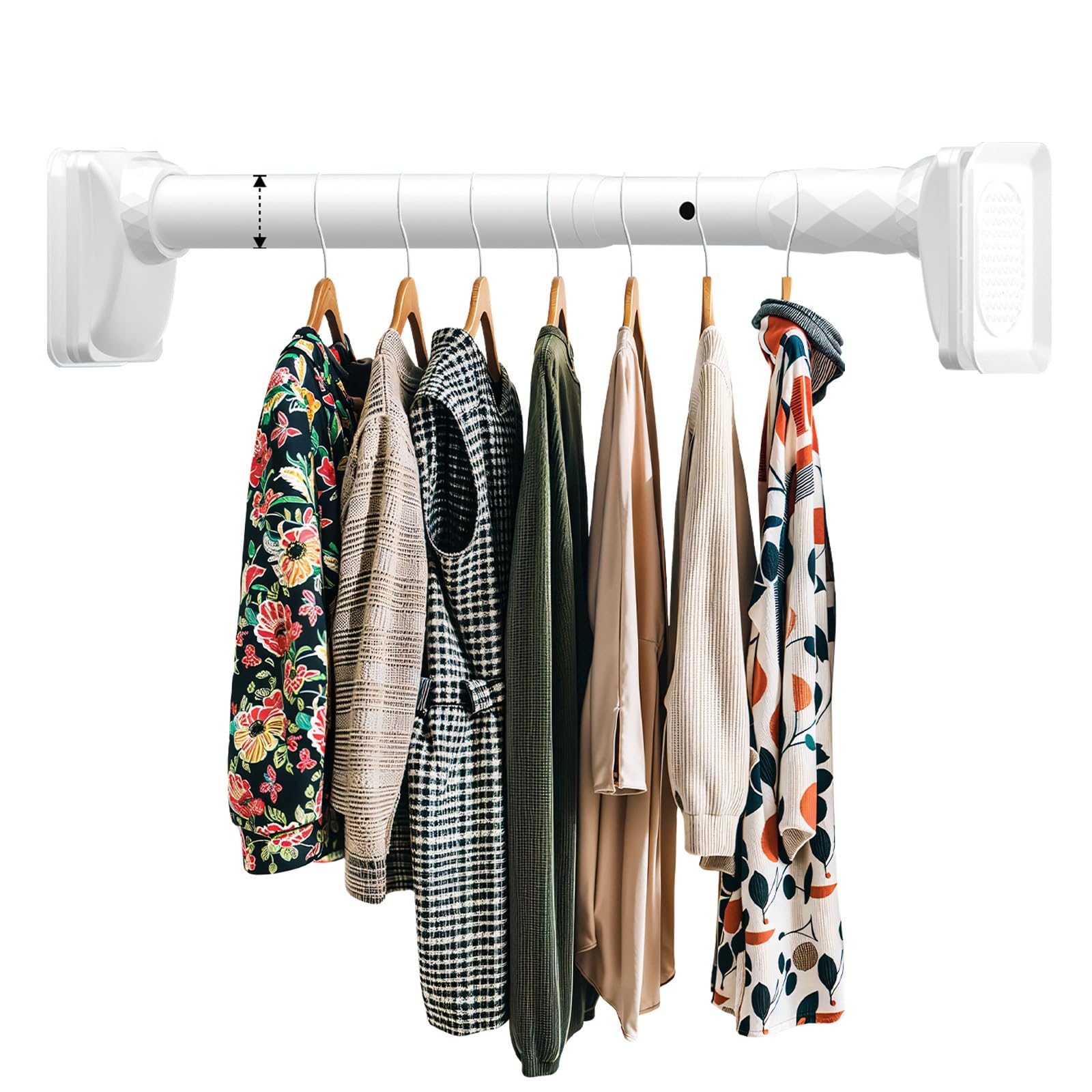 Barra de ducha sin taladro, 50-490 cm, antideslizante, para bañera y armario, fácil de instalar, color blanco (260-350 cm)