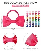 Vista 2 de Jollybows 80 piezas de corbatín para el pelo para niñas – Mini lazos elásticos para el cabello para bebés pequeños