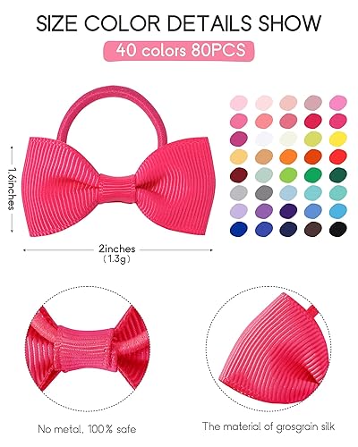Miniatura 2 de Jollybows 80 piezas de corbatín para el pelo para niñas  Mini lazos elásticos para el cabello para bebés pequeños