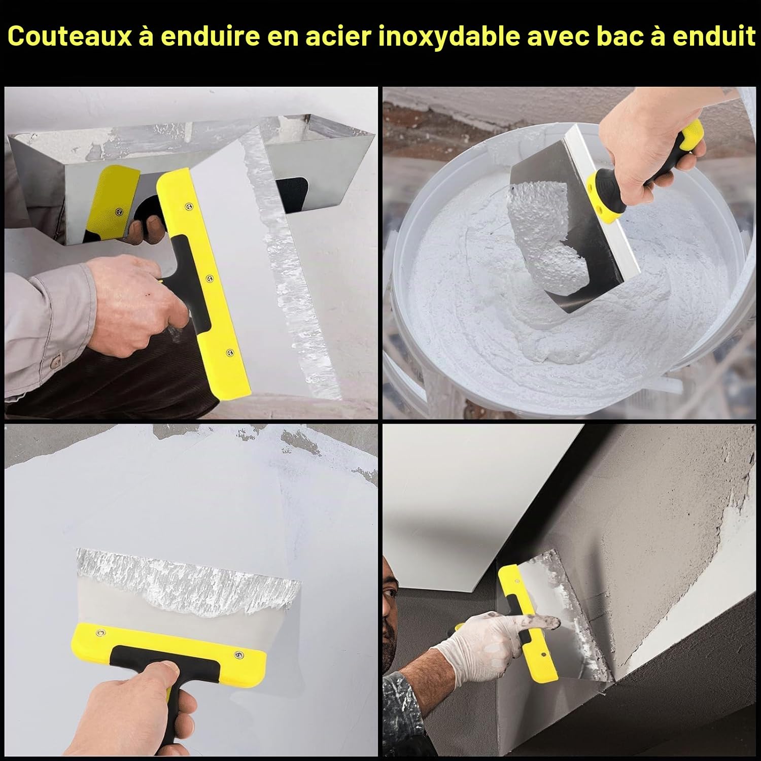 Ensemble De 10 Couteaux À Enduire En Acier Inoxydable, Spatules De Peintre Et Couteau Enduit Pour Plaques De Plâtre, Réparation Murs, Joint, Bricolage, Couteau A Enduire Avec Poignée Ergonomique