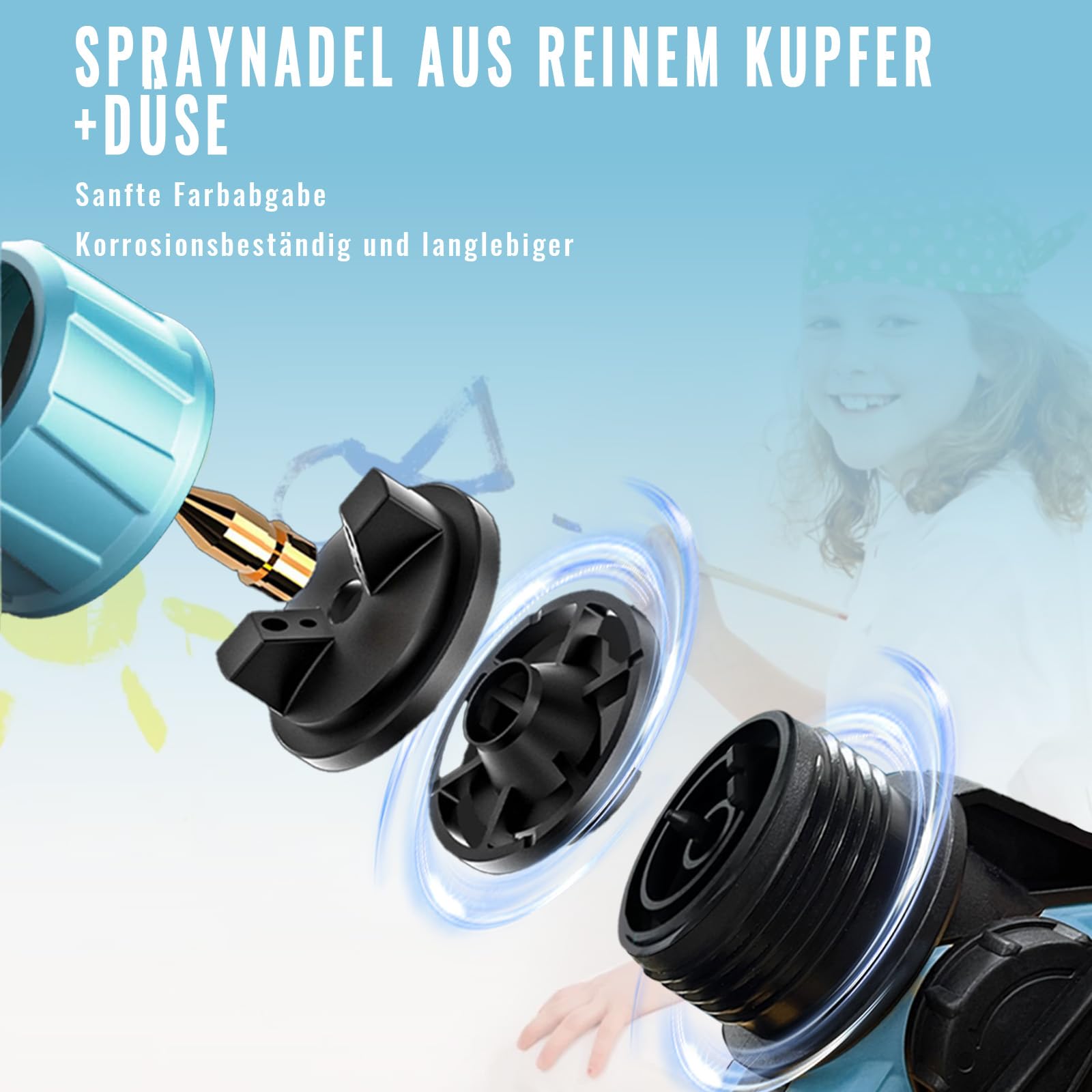 Sistema de pulverización de pintura, compatible con baterías Makita de 18 V, pistola eléctrica con 3 boquillas y 3 patrones, cubo extraíble de 1000 ml