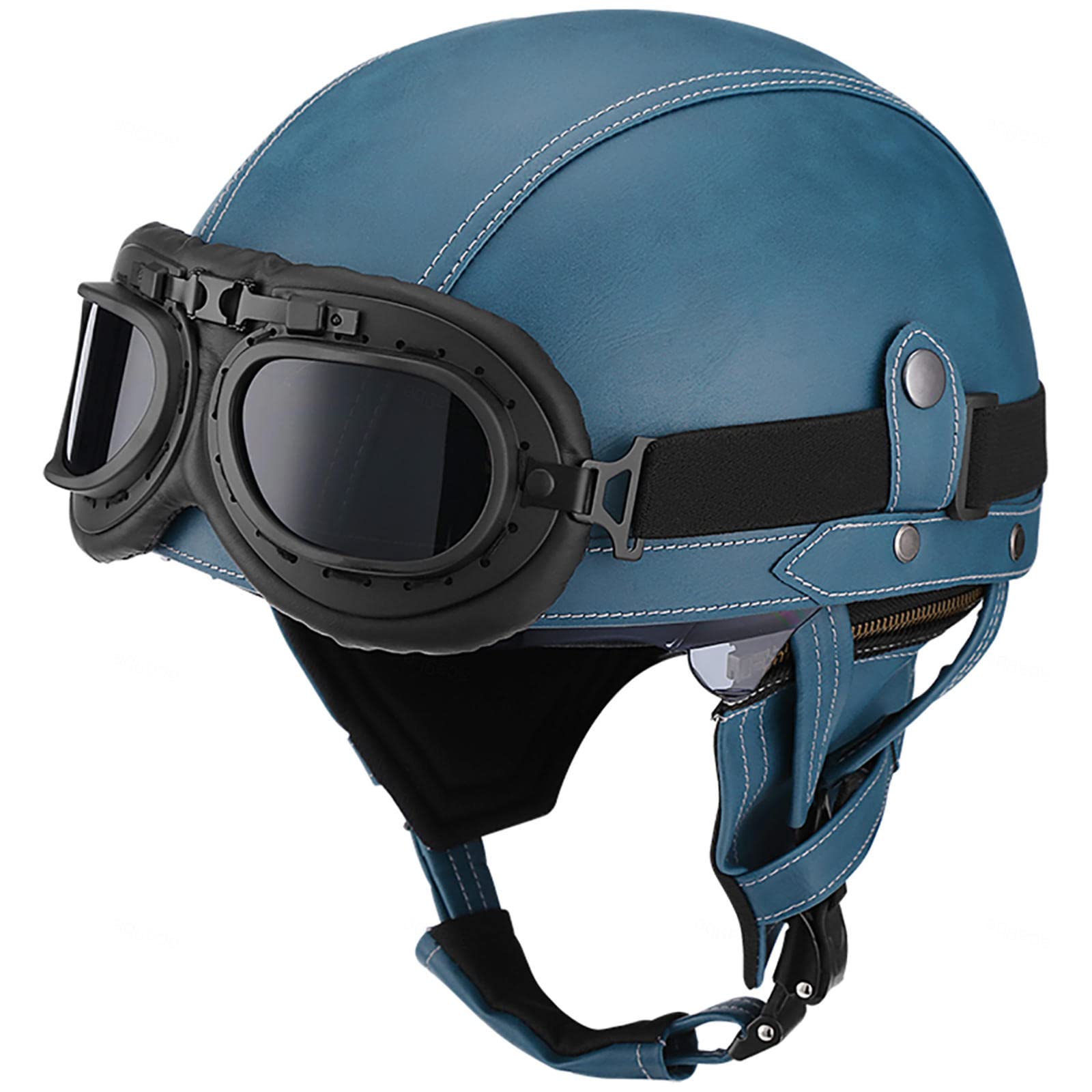 Casque demi jet vintage en cuir EBAYIN pour scooter de ville en taille XL