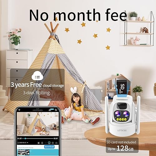 Miniatura 5 de Cámaras para seguridad en el hogar inalámbrica solar al aire libre, cámara de seguridad Alexa exterior, cámara WiFi exterior de 360 PTZ, lente dual