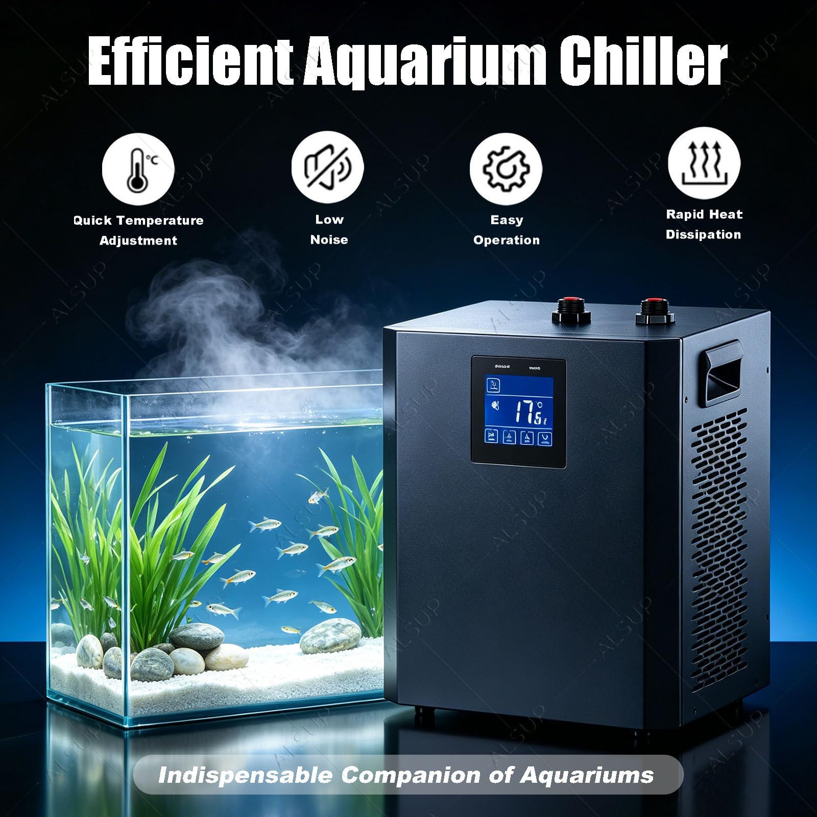 Refroidisseur d'aquarium, Refroidisseur d'eau 1/3 CV, Fish Tank Chiller 110V | Chauffage/Refroidissement Rapide Thermostat D'aquarium, Pour Poissons Crevettes Coraux 2in1AquariumHeaters/Chiller 300L