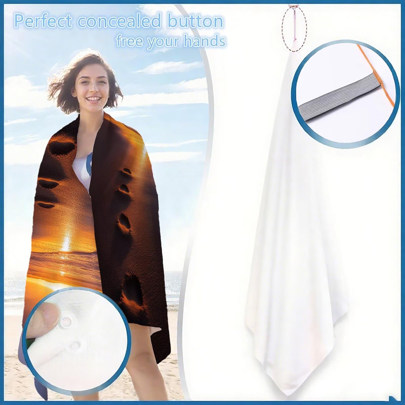 Mikrofaser Strandtuch 90x200cm, Sonnenuntergang Strandtuch Sommer Saunahandtuc 2 Stück Stranddecke Sandfrei, Schnell Trocknendes, Saugfahiges Strandmatte für Reise Urlaub Schwimmen Camping OC-337