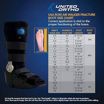 United Ortho 12303 Range of Motion Tall Air Walking Boot, Small