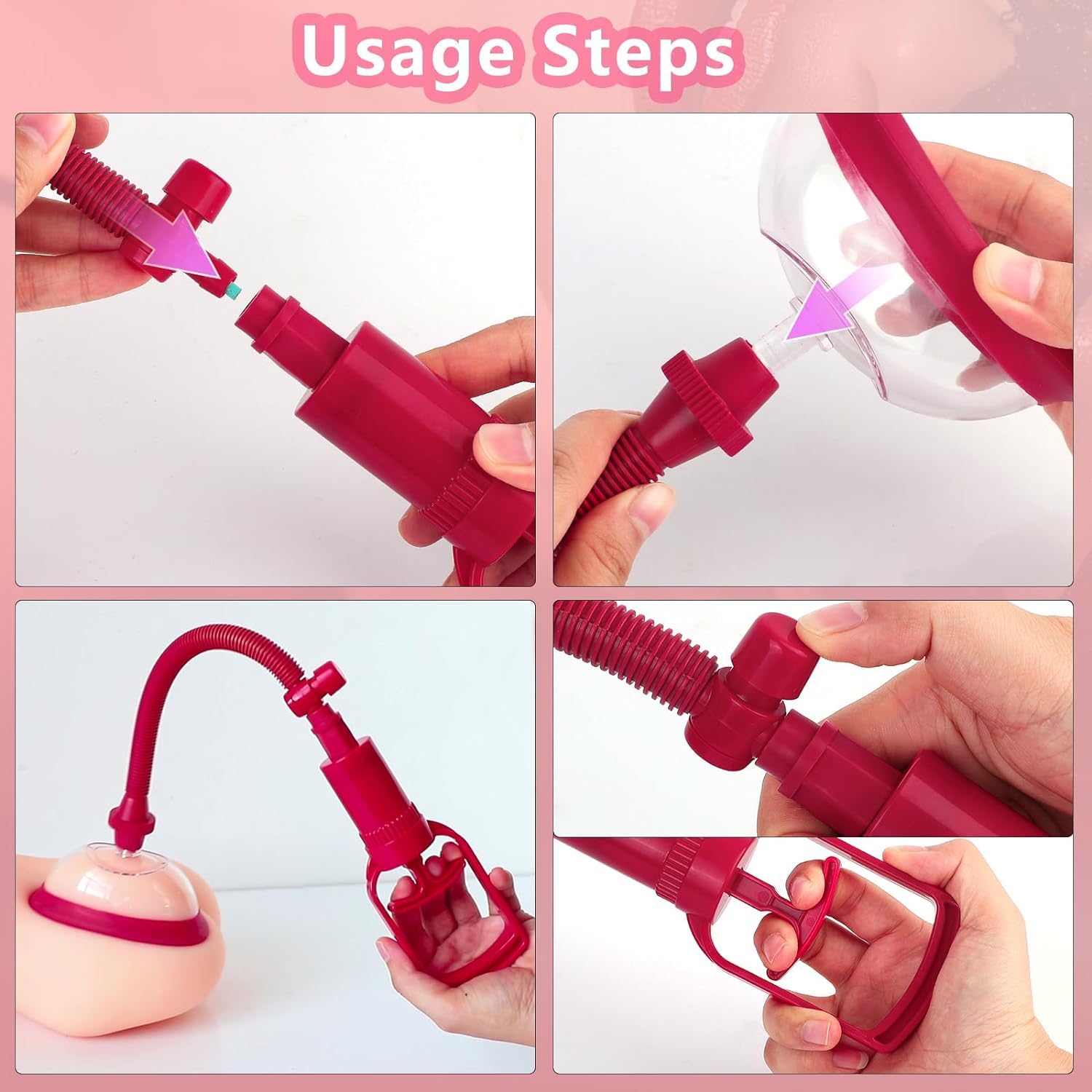 Pompe à Vide Manuelle pour Clitoris et Vagin, Stimulateur Féminin Intensifié, Plaisir Sexuel Accru, Aspiration Puissante, Sensibilité Augmentée, Outil de Plaisir pour Femmes (Version Rouge)