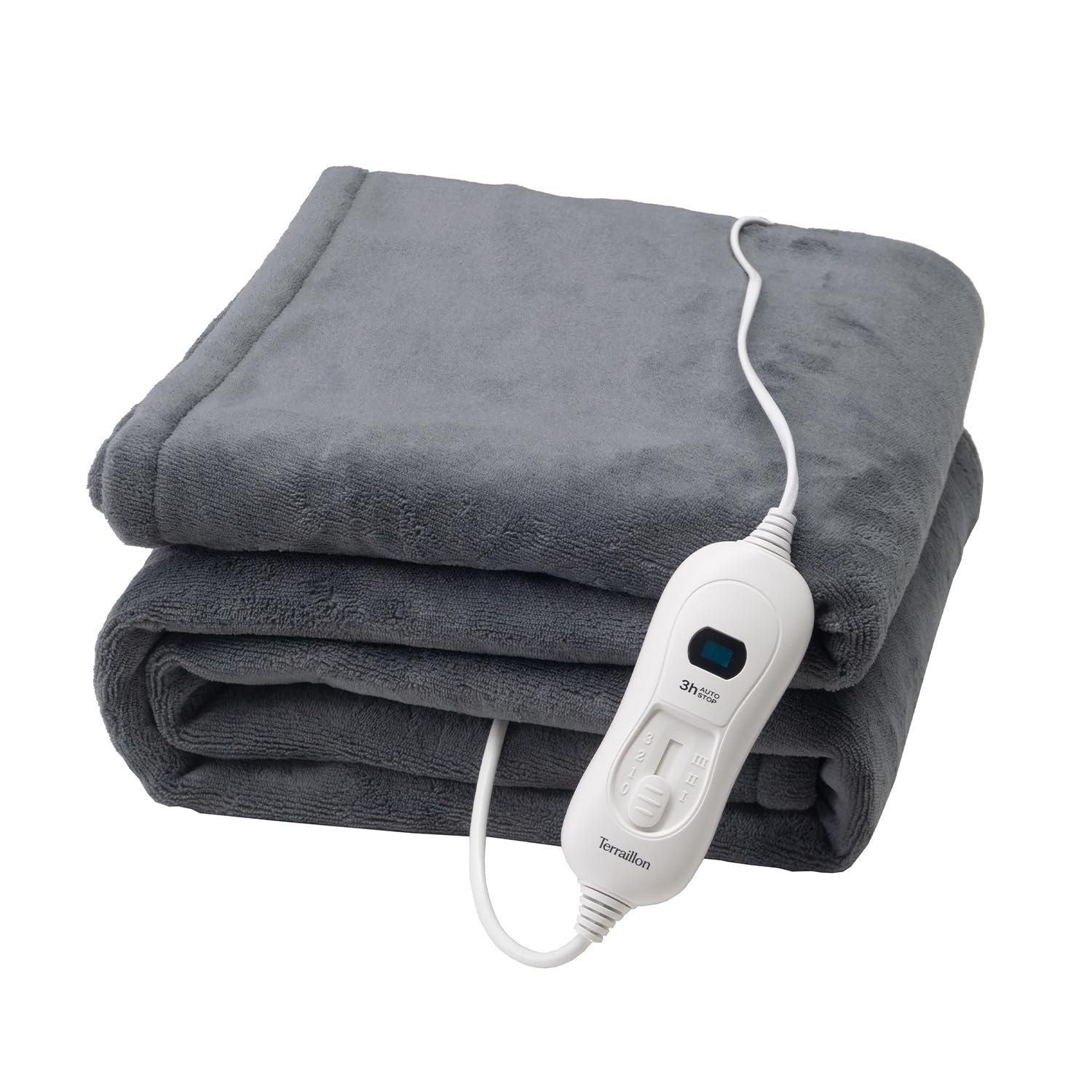 Terraillon - Manta térmica (Forro Polar, 160 x 120 cm), Color Blanco | Apagado automático, 3 ajustes de temperatura, calor durante 3 horas, lavable a máquina, 180 x 130 Cm, tejido polar coral