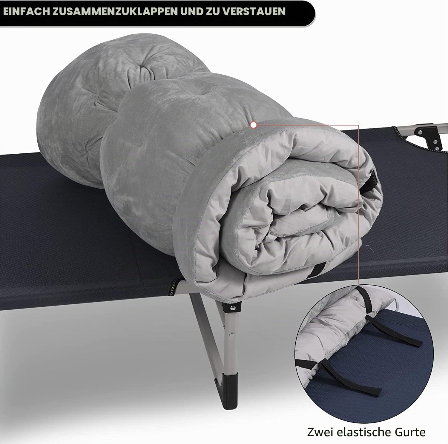 REDCAMP XL-Matratze für Campingbett, 190 x 75 cm, weiche, bequeme Baumwolle, dicke Schlafmatratze, Matratzenauflage