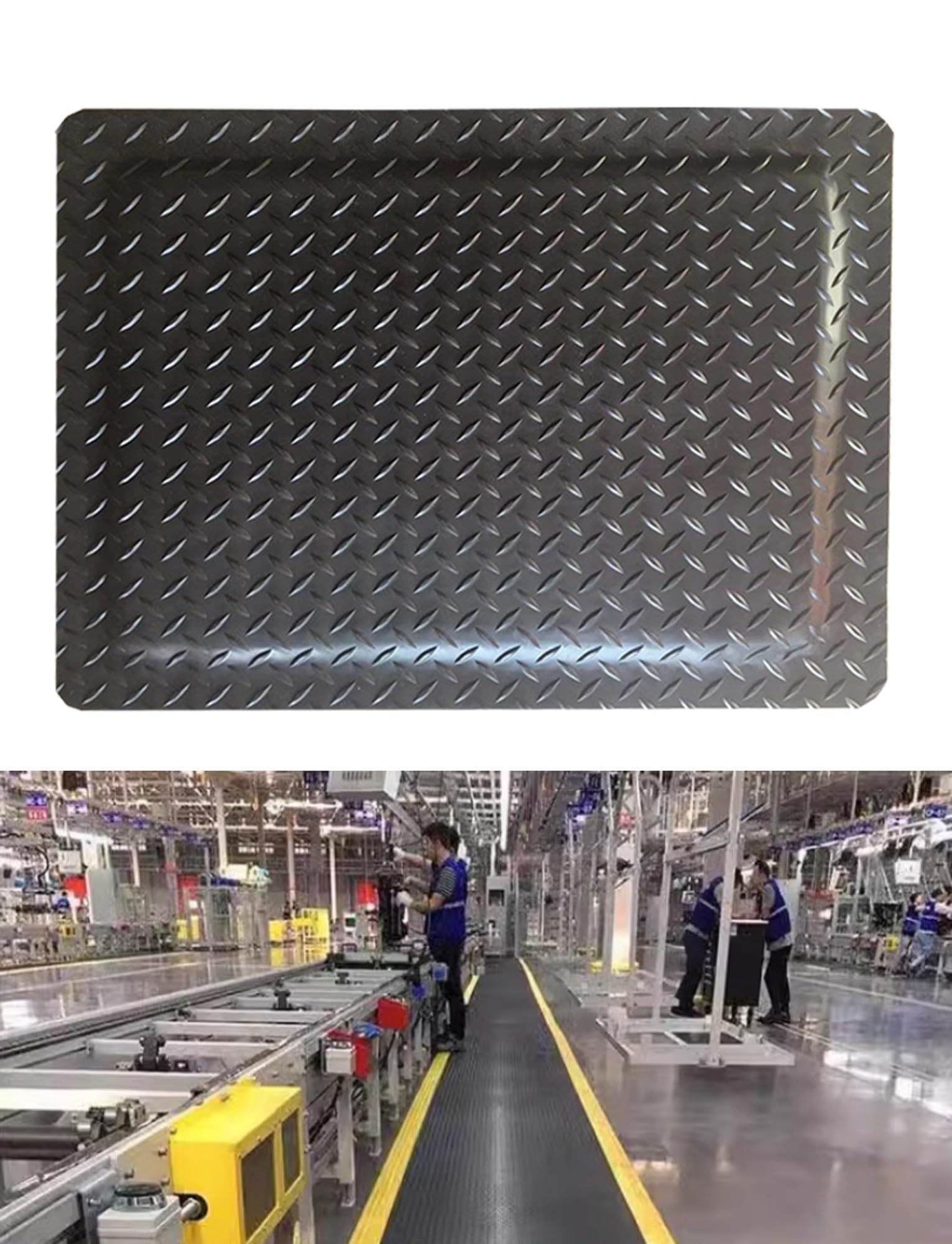 CAFIEDR 20Mm Thick Anti Fatigue Mat With Esd Protection, Conductive Rubber Floor Mat For Anti-Static Workbenches, Garage, Warehouse* Industrial Safety.Black1-1.5x2ft/45x60cm
