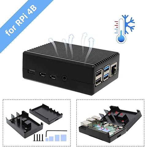 Geekworm Raspberry Pi 4 Aluminum Case, Raspberry Pi 4 Model B Heavy Duty Aluminum Passive Cooling Heat Dissaption Metal Case for Raspberry Pi 4B Only Informática,Componentes,Dispositivos externos,Cajas de ordenador de sobremesa