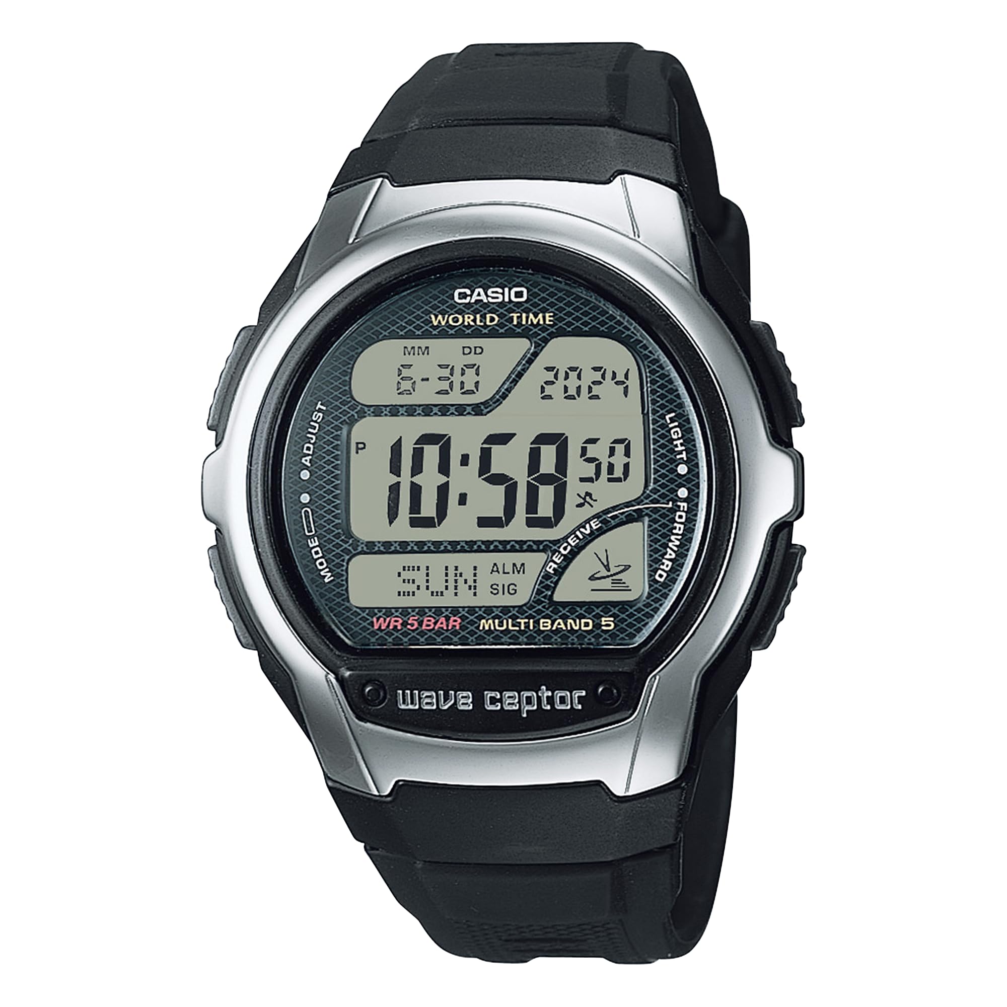 Casio Wave Ceptor WV58R-1ACF Orologio digitale Atomico Cronometraggio World Time 50M Impermeabile Retroilluminazione LED Batteria 3 anni