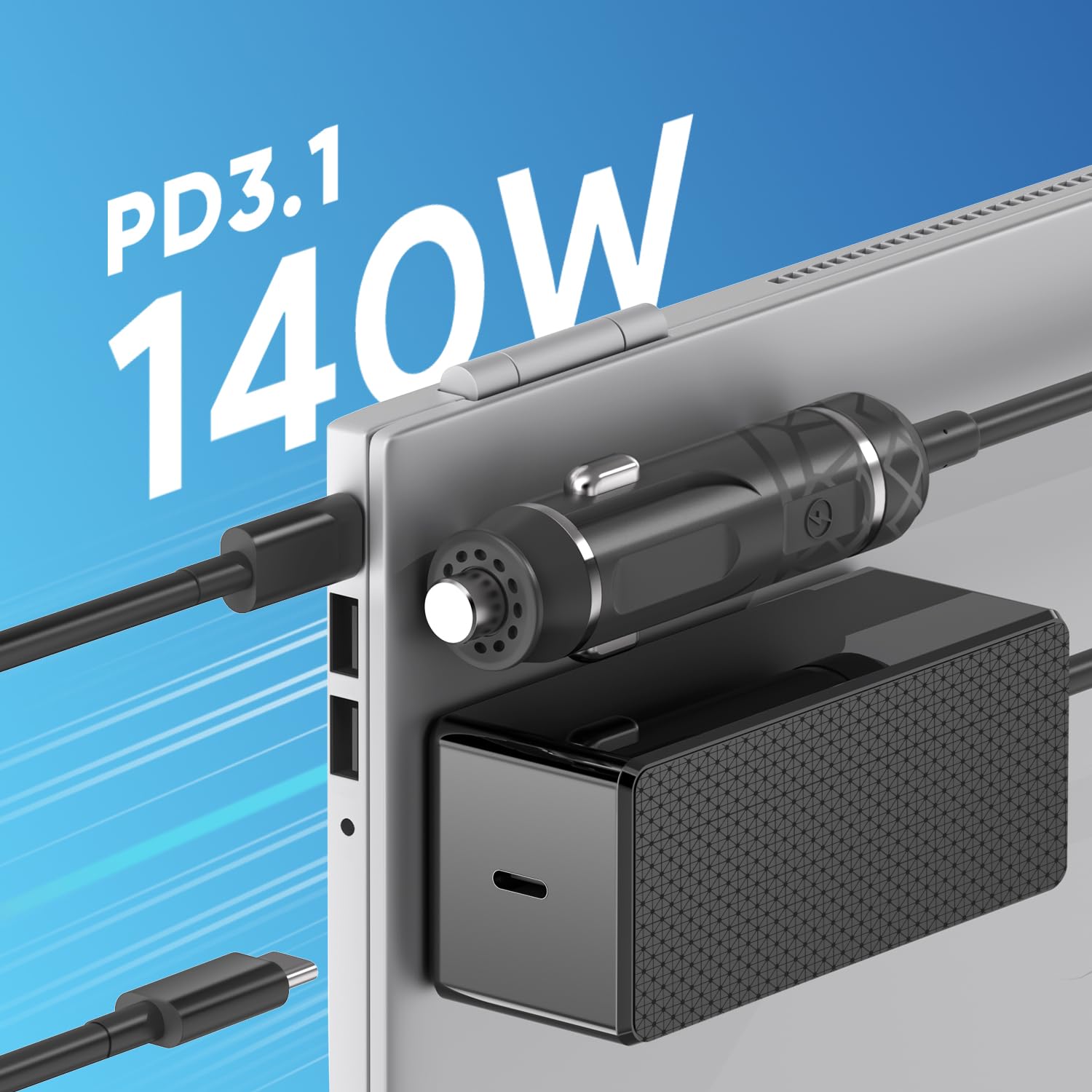 HKY 140 W Caricabatteria da auto USB C Rapido GAN PD 3.1 Ricarica per MSI Titan 18 Ultra 2024 Gaming Notebook AI Laptop i9-14900HX RTX40 Serie 18" MSI Titan 18 Pro 2024 i9-14900HX RTX4090 con 240W