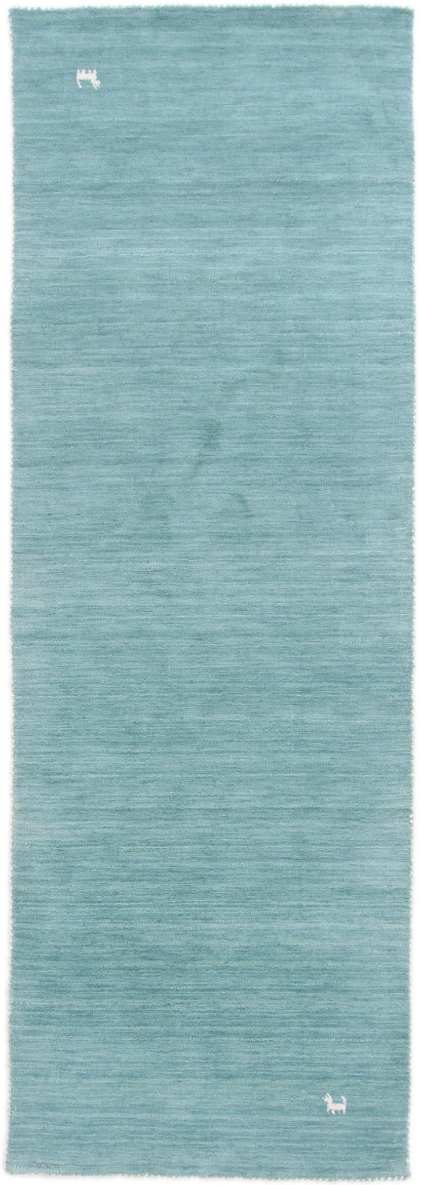 Tapis de course Loom Gabbeh mint en pure laine des Indes tissé main pour couloir chic