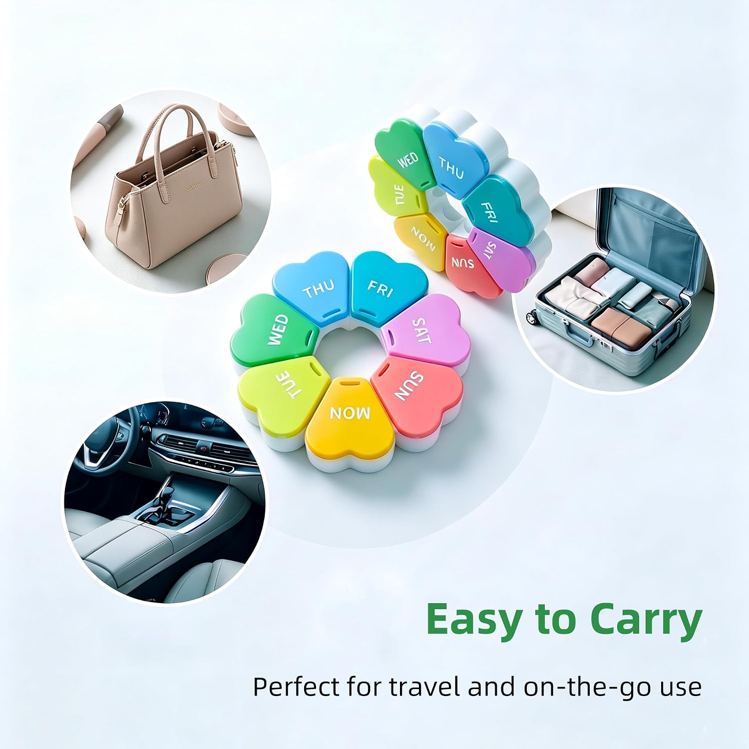Weekly Pill Organizer, Travel Pill Box 7 Day, BPA-Free Pill Case