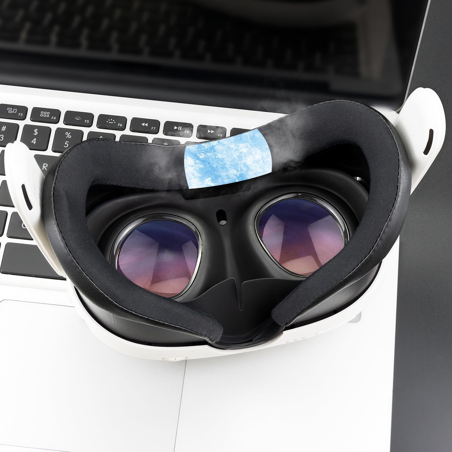 SOULWIT Cuscino Facciale Gel Raffreddamento (interfaccia facciale) Ricambio Kit per Oculus Quest 3, Cuscinetto Nasale Anti-perdita, Face Pad VR Accessori per Meta Quest3