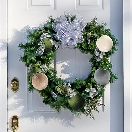 Miniatura 5 de Adornos de bola de terciopelo de 3.15 pulgadas para árbol de Navidad, 15 piezas, juego de adornos de bombillas de Navidad flocadas neutrales