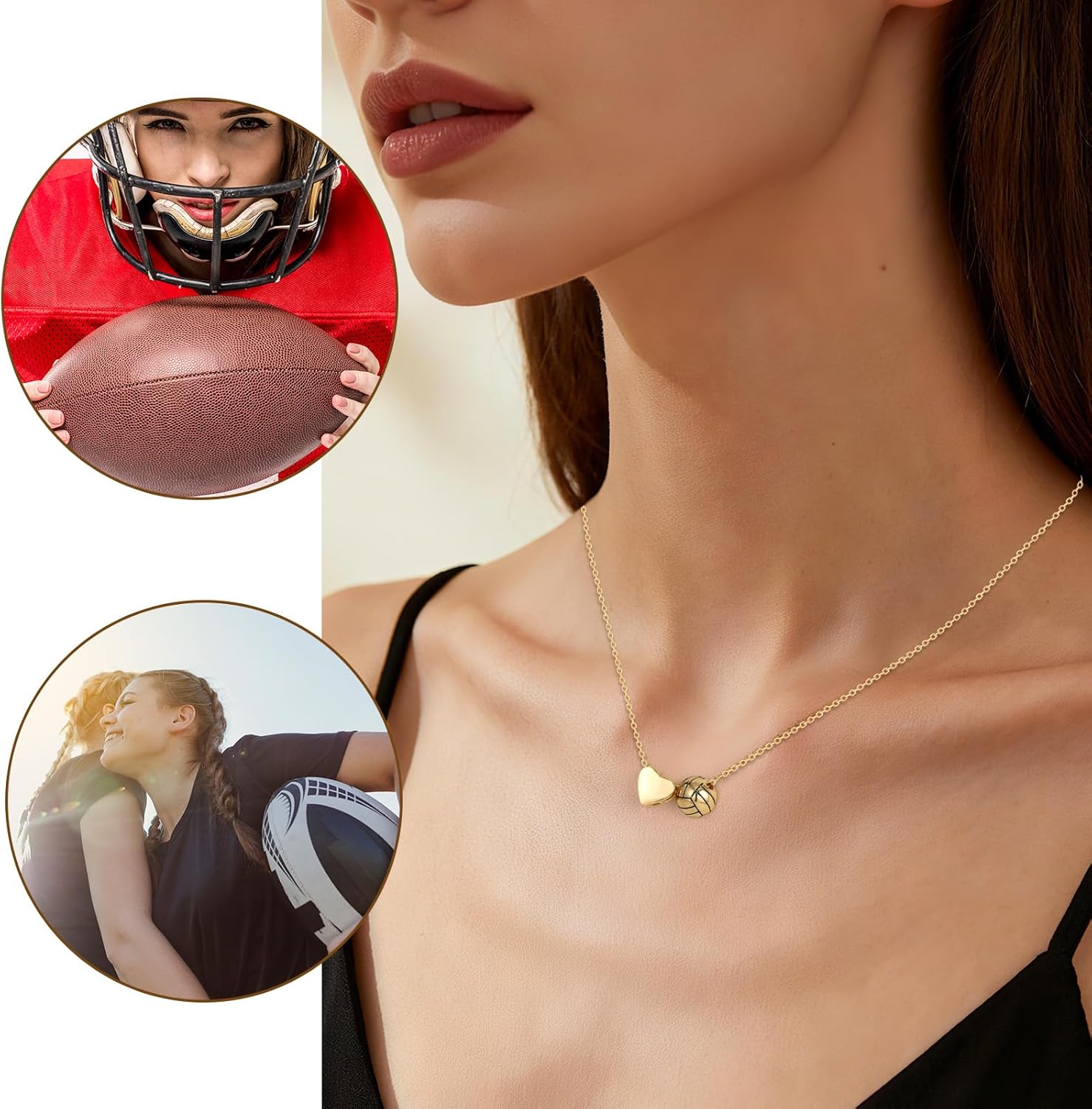 Sports Necklace for Women, Adjustable Gold Heart Pendant Necklace for Sports Lovers Fans Teams Jewelry Gift - Image 7