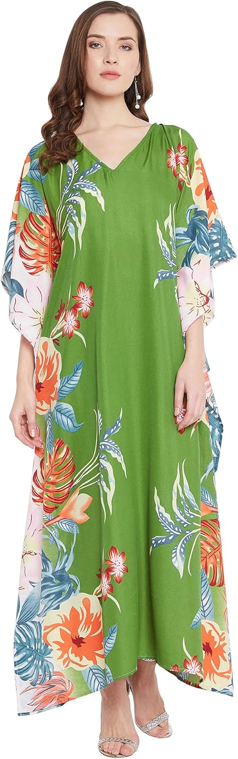 Oussum Women Long Maxi Plus Size Polyester Kaftan Caftan Gown Beach Party Casual Dress Swimwear Cover Up Lounge Resort Wear