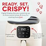 DASH Tasti-Crisp™ Ceramic Air Fryer Oven, 2.6 Qt., Cream – Compact Air Fryer for Healthier Food in Minutes, Ceramic Nonstick Surface, Ideal for Small Spaces - Auto Shut Off, Digital, 1000-Watt