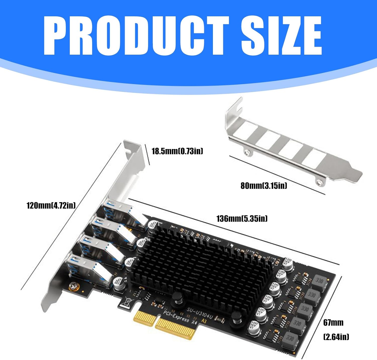 USB3.2 PCIE Adapter to 4 Port USB Expansion Adapter Card USB3.2 Controller Converter Card for Desktop PC USB Expansion Card