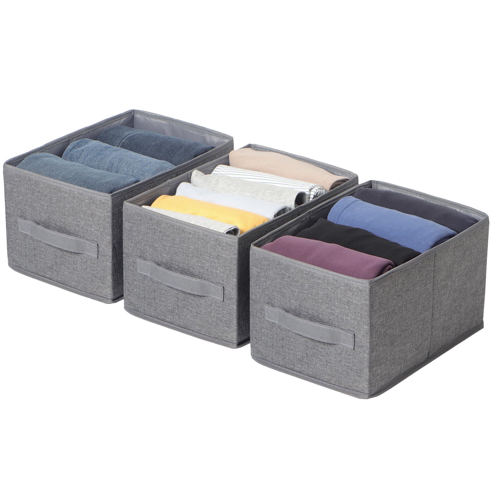 LAJIAKE 3 Pack Wardrobe Storage Boxes, Storage Boxes for Clothes Grey