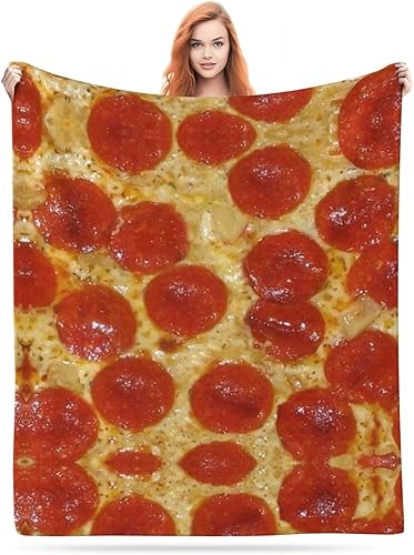 Miniatura 1 de Manta de franela con estampado realista de comida divertida y pizza, manta de cama ligera y acogedora, manta suave para sofá, para el hogar, ropa de