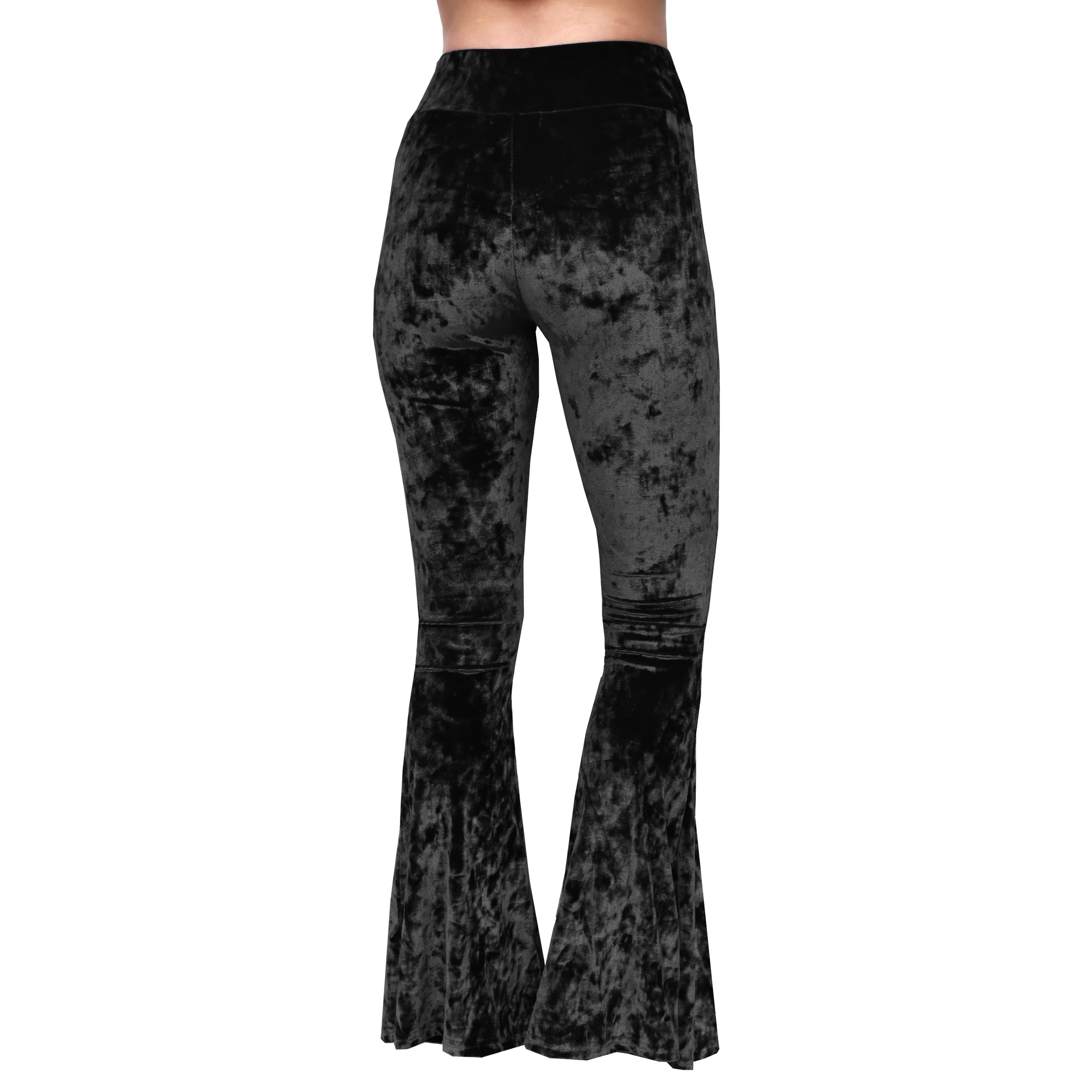 Daisy Del Sol De las Mujeres La Alta Cintura Suave Terciopelo Arrugado Gitana cómodo Yoga étnicos Tribales Flare Pants Bottom Estiramiento 70S de Bell