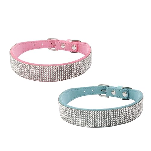 Newtensina 2 Piezas Collar de Perro Collar de Perro con Diamante Bling Collar Gatito Lindo Collar de Perrito…