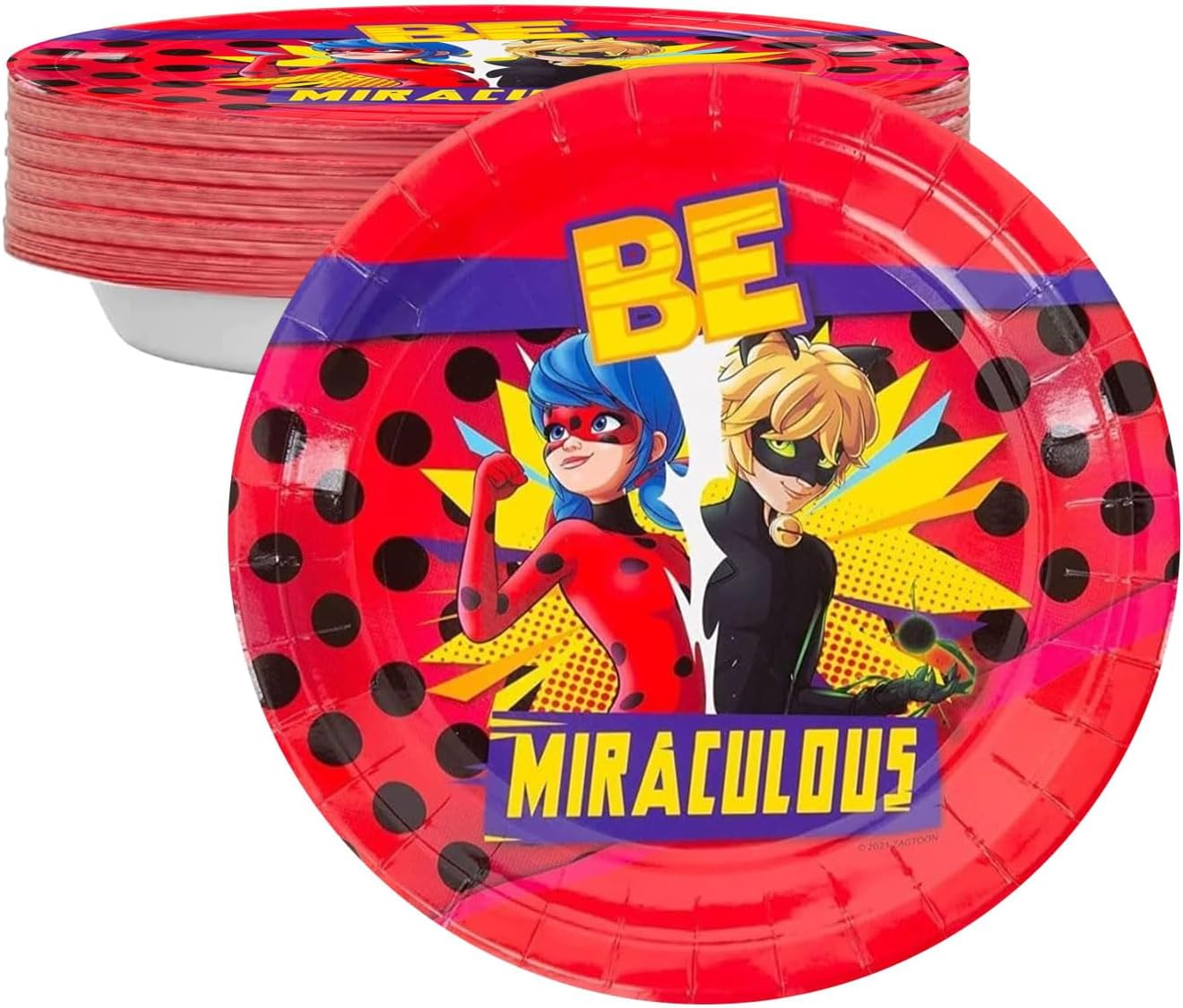 Miraculous Ladybug Paper Plates Set – Party Plates for Kids Birthday, Disposable 9” Plates, Officially Licensed