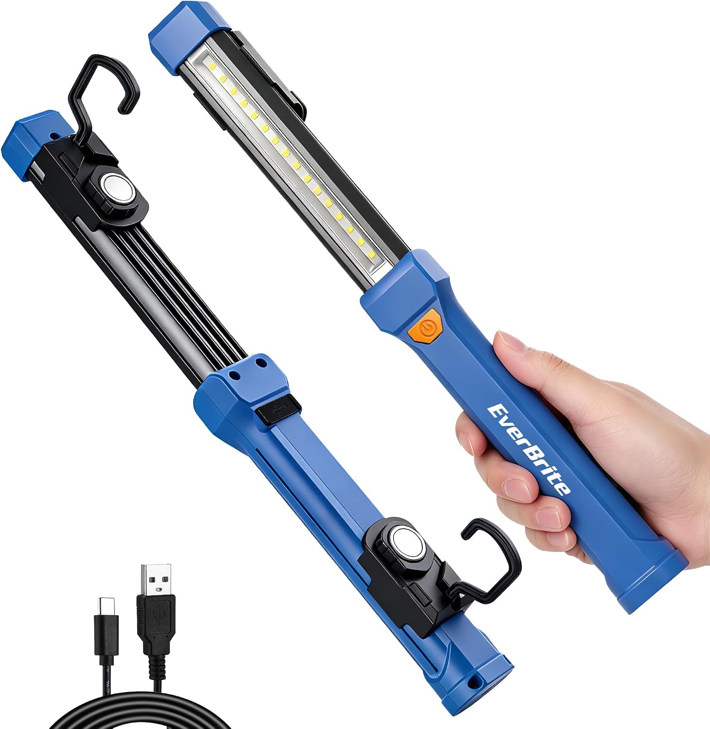 EverBrite 1000LM Work Light, Rechargeable Magnetic Flashlight, Blue