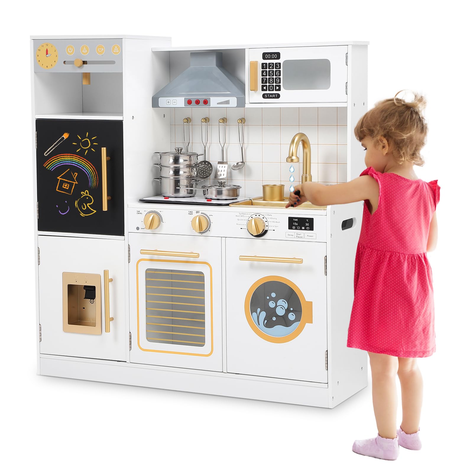 Amazon.com: Wooden Play Kitchen for Kids, Upgrade Chef Imaginative