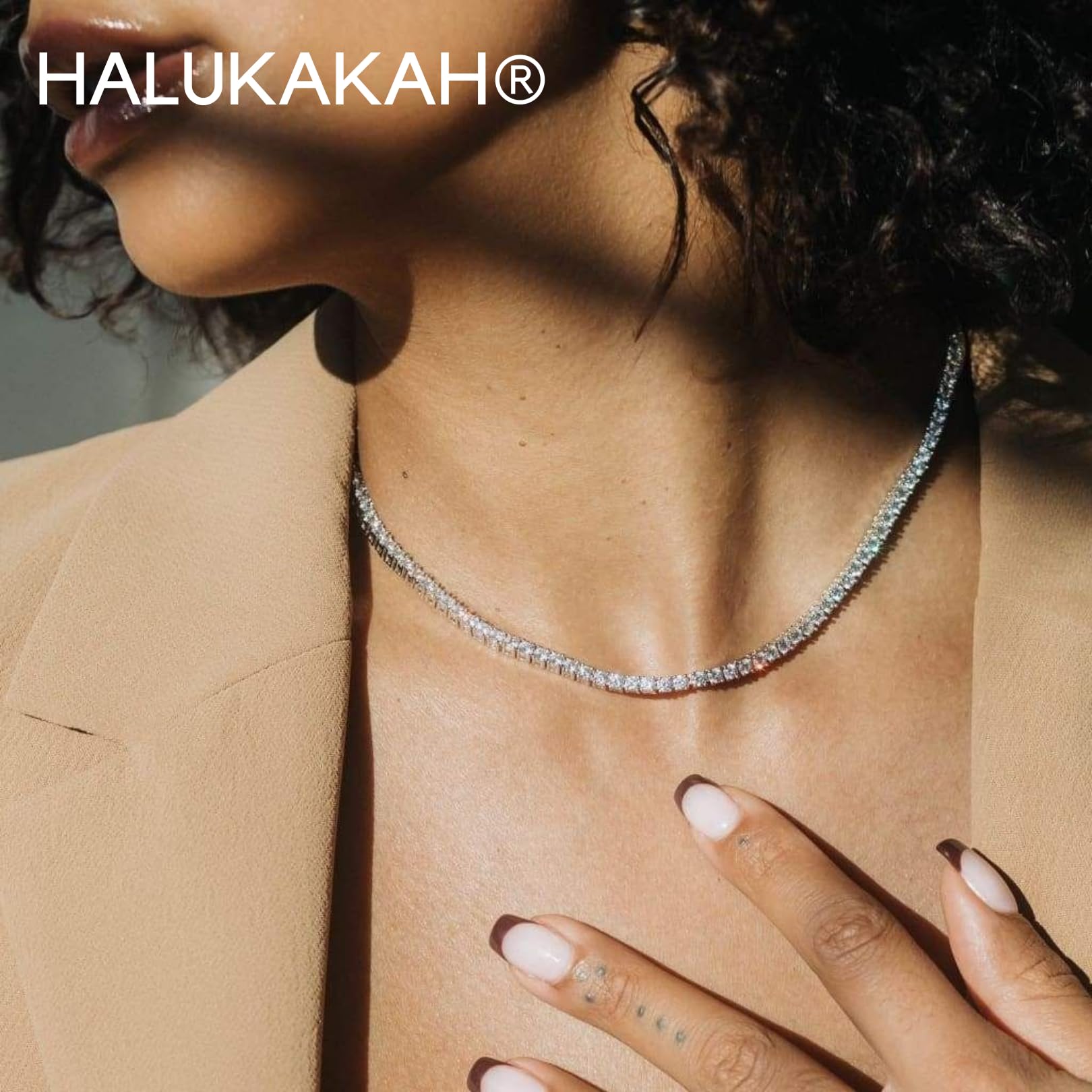 HALUKAKAH Catena da Tennis Uomo Iced out,5.5mm/3mm Catena d'oro Oro Reale 18k/Oro Bianco Platino/Placcato Nero Rodiato Bracciale Collana Girocollo,Diamanti da Laboratorio Set a Mano,Regalo per Lui