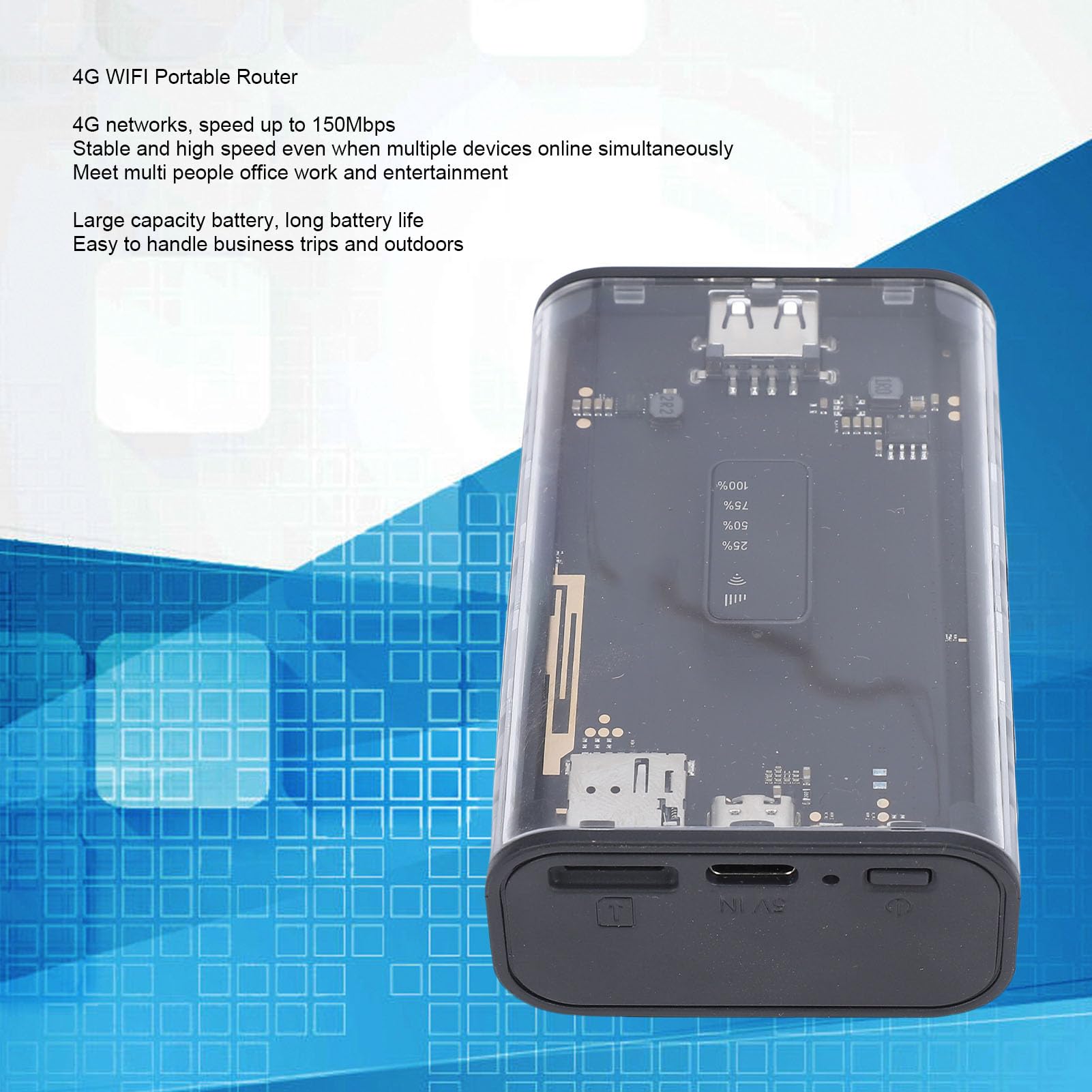 Generic Routeur Wi-FI Portable, VPN 4G, Internet Mobile sans Fil LTE avec Emplacement pour Carte SIM, Idéal pour Les Voyages, Le Travail, Le Camping et Les Camping-Cars.