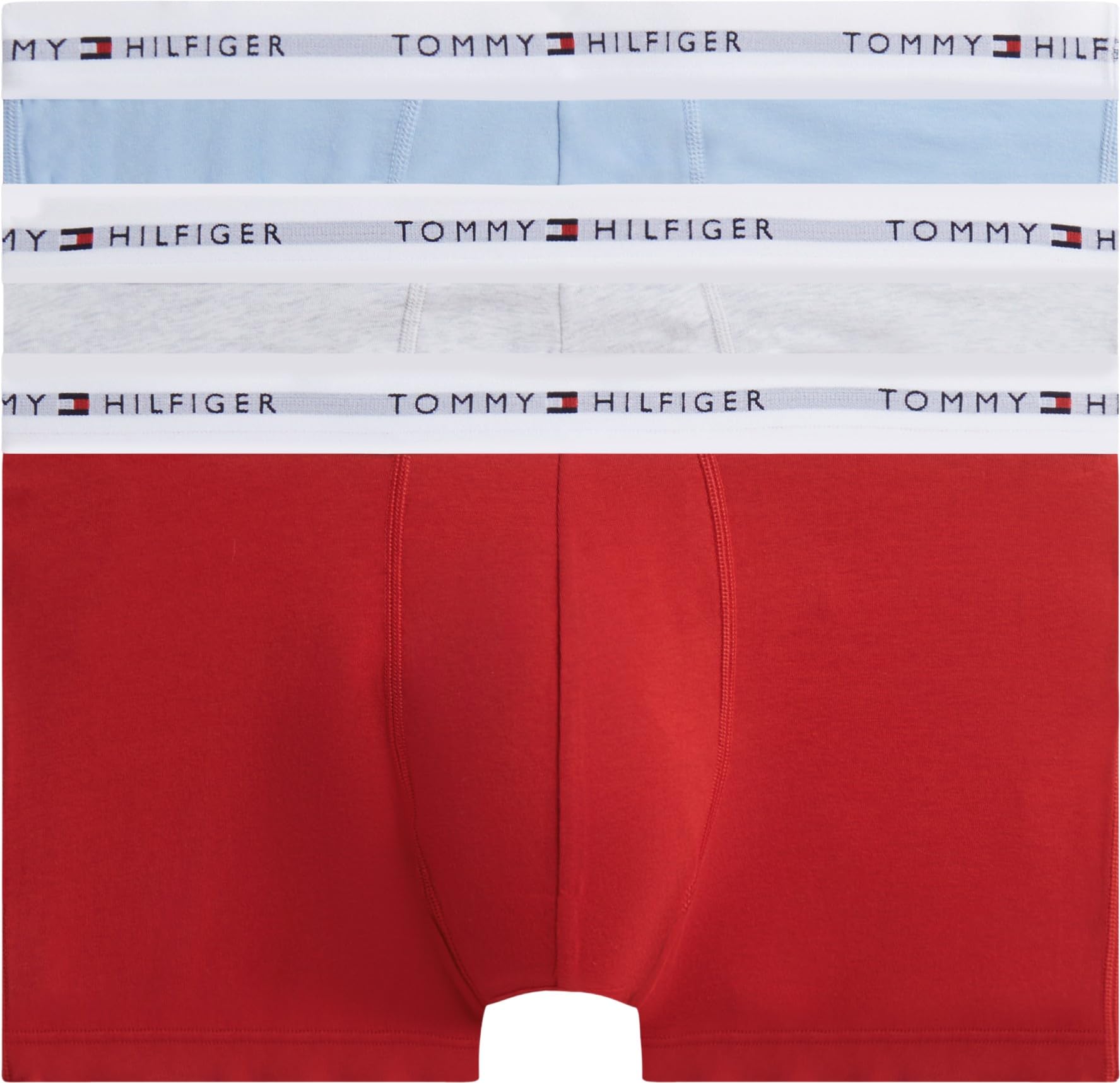 Tommy Hilfiger Men 3P Trunk Um0Um03889 Trunk, RED (Ice Grey Hthr/Med Red/Cham Blue), S