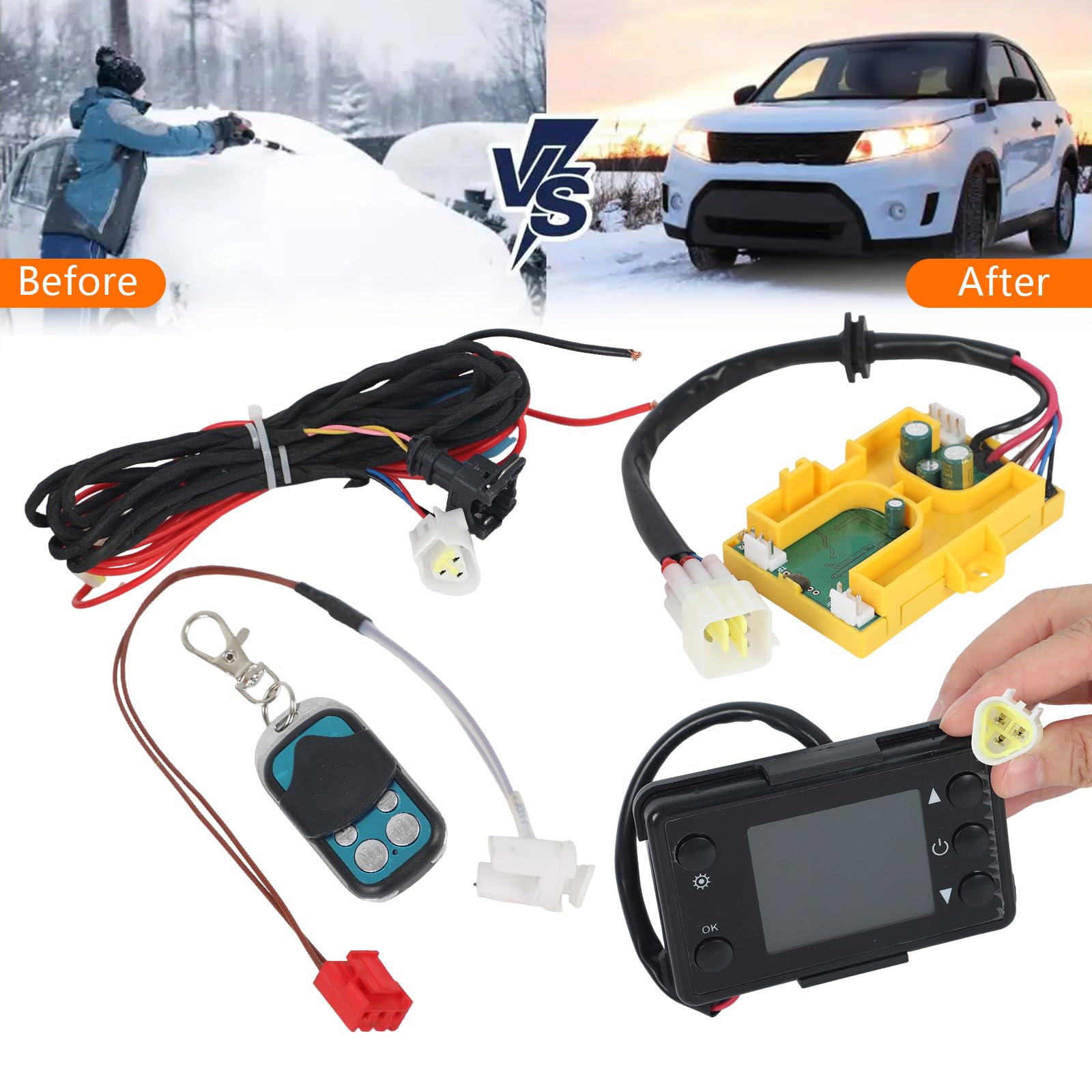 12 V / 24 V Auto-Luftdieselheizungsset, 3rd Hauptplatine Steuerplatine mit Fernbedienung + LCD-Monitorschalter + Kabelbaum + Sensor für chinesische Dieselheizung 2 kW, 3 kW, 5 kW, 8 kW