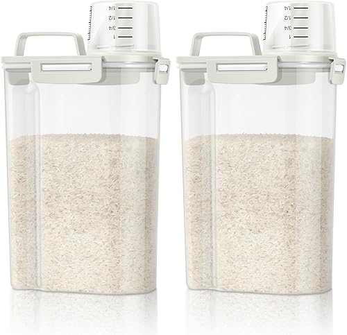 Miniatura 15 de TBMax Recipiente de arroz de 2 unidades, recipiente hermético para cereales, almacenamiento de avena con boquilla fácil de verter y práctico vaso