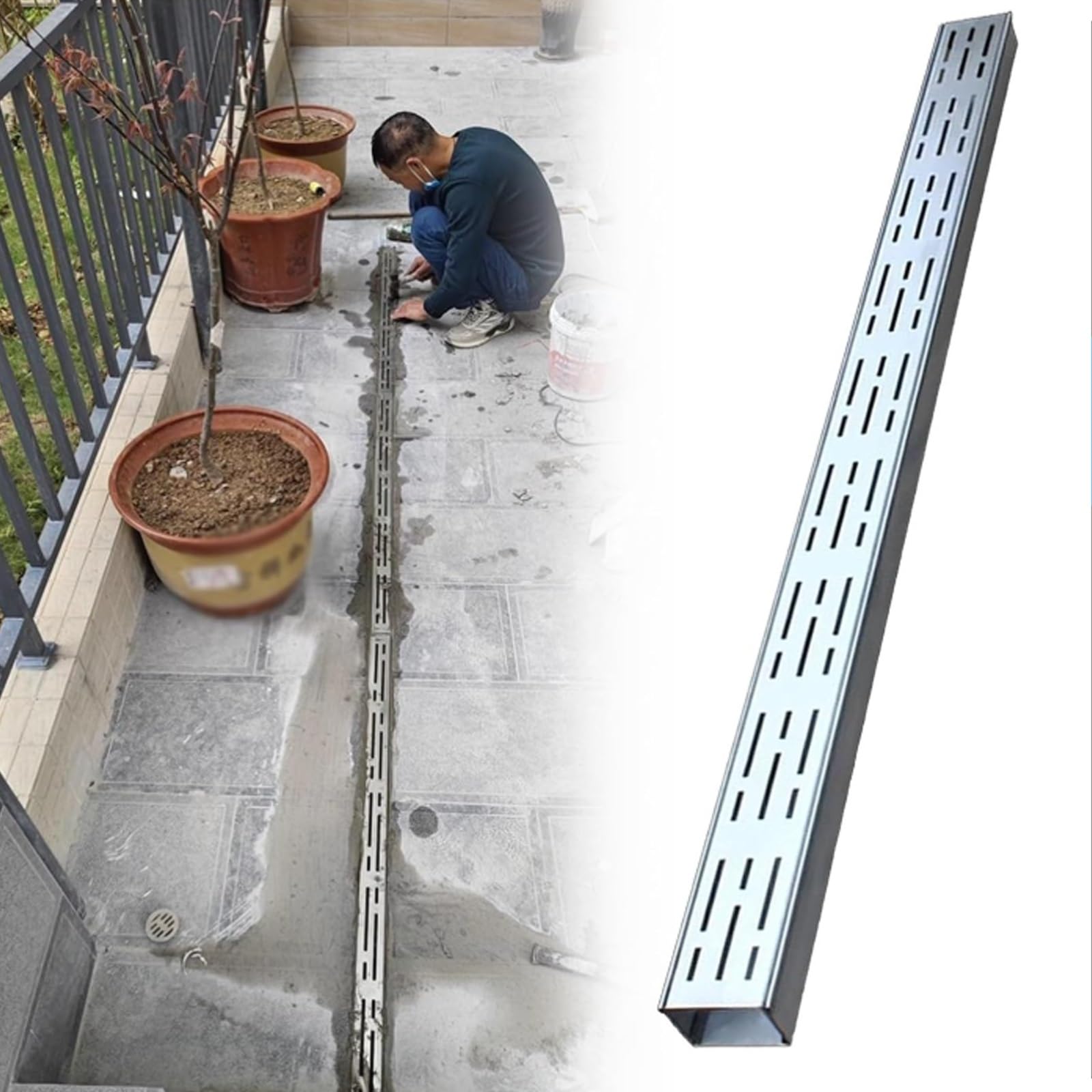 Kit de drainage à canal peu profond pour stopper les infiltrations d'eau sur terrasse