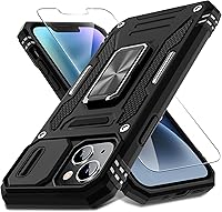 Vista 83 de DEERLAMN Funda para iPhone Air de 6.5 pulgadas con cubierta deslizante para cámara + protector de pantalla (2 paquetes), soporte de anillo giratorio