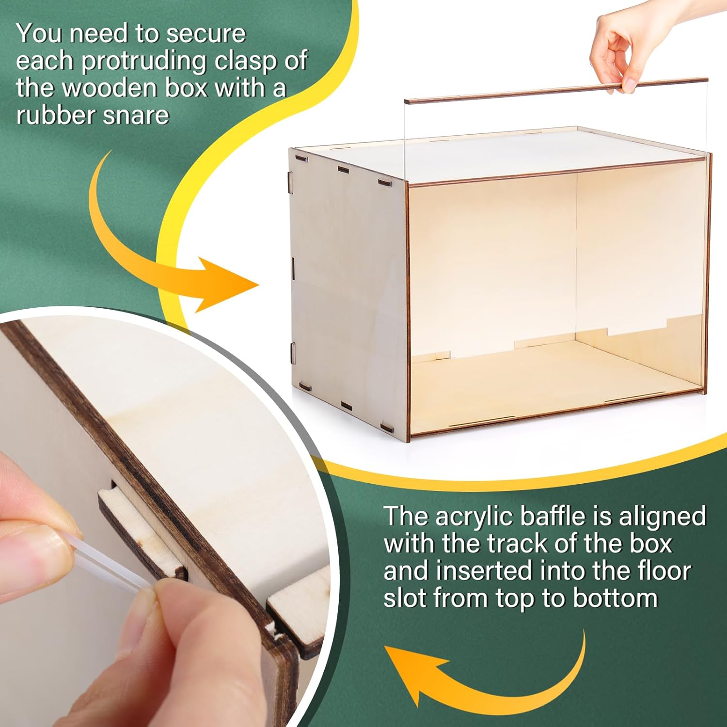 Wooden Diorama Box Large Display Case 15.8'' x 11'' x 11'' Wood Display Case Deep Shadow Box Frame with Transparent Lid for Collectibles Miniatures Dollhouse Figures