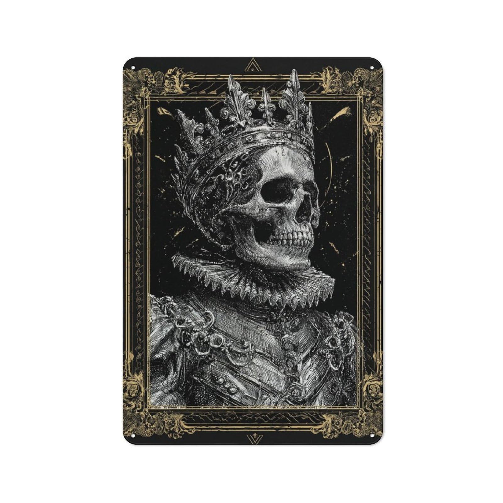 Farmhouse Skull King's Majesty Country Metal Sign 30x20cm, Cottage Wall Art for Farmhouse Kitchen, Pantry Or Dining Area