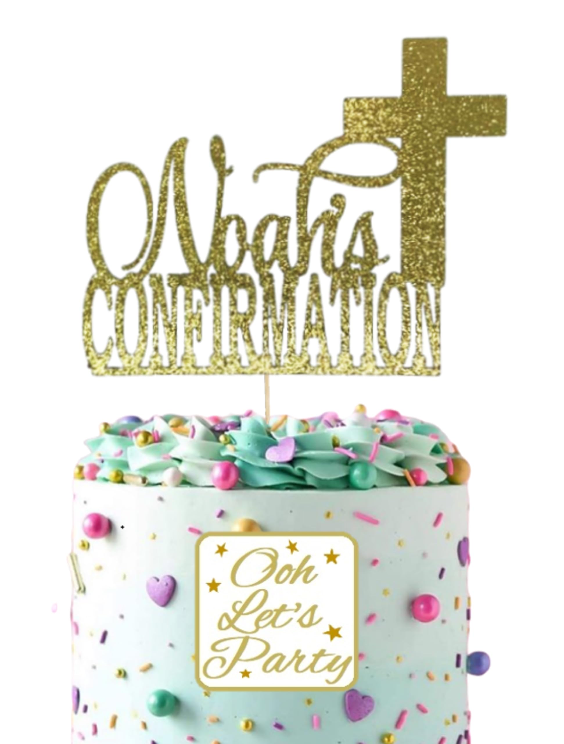 Confirmation Cake topper, Glitter, Cake Decoration, Premium, Personalised