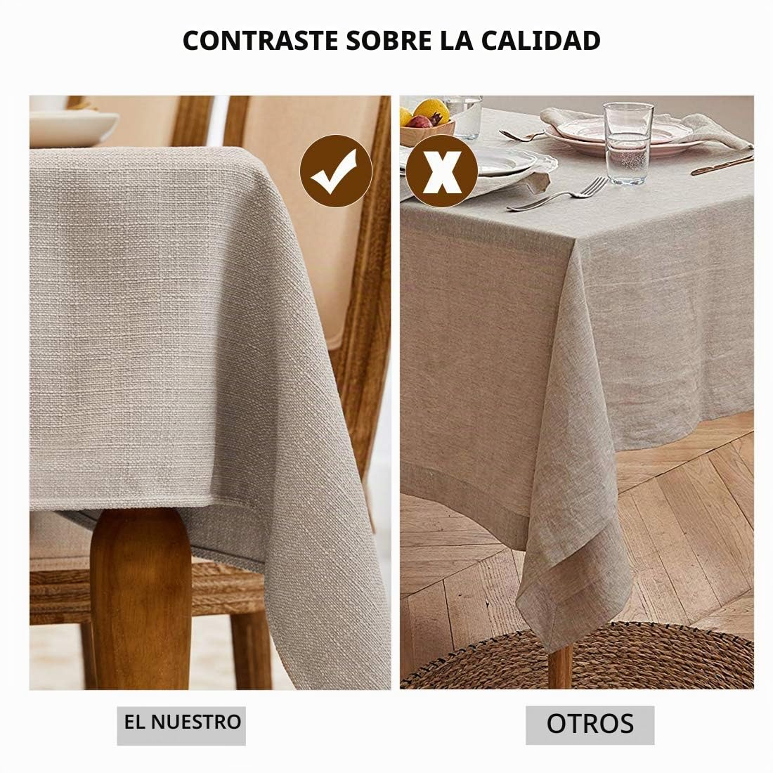 Mantel Antimanchas Mantel Mesa Rectangular Efecto Lino Manteles de Mesa Impermeable para Casa Comedor Cocina Exterior Navidad Fiestas Cumpleaños Beige Crema 145 x 300 cm