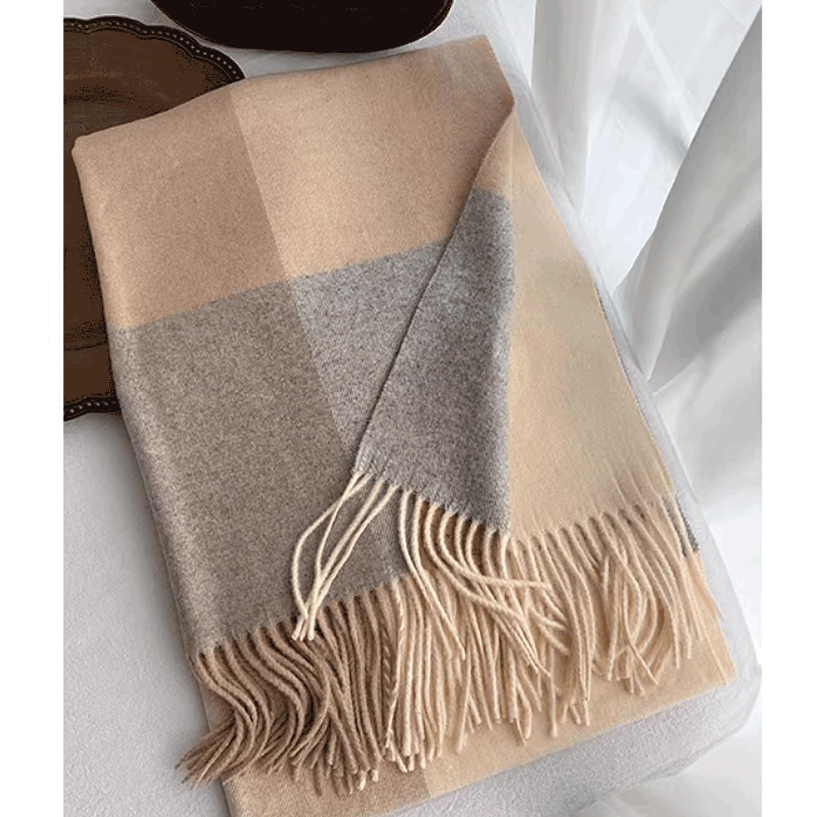 Multiusos Bufanda de Mezcla de Lana, Chal cálido para Invierno, Chal a Cuadros a la Moda, Estola, Bufanda Gruesa y Suave, Bufandas para Otoño e Invierno cálido