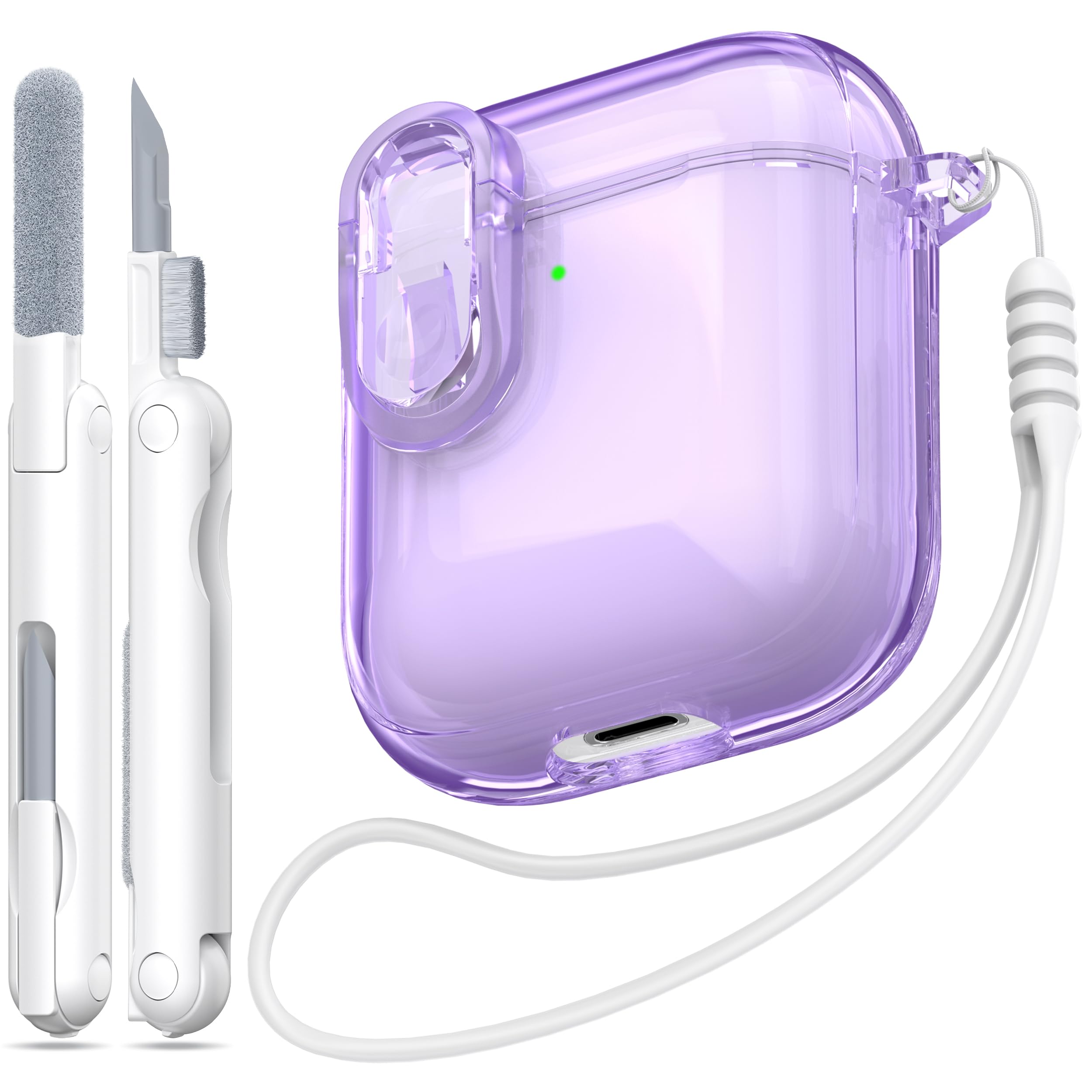 MHYALUDO for Airpods 2nd Generation Case Cover with Secure Lock, Clear Soft TPU Transparent Military Grade Shockproof Protective Case with Cleaning