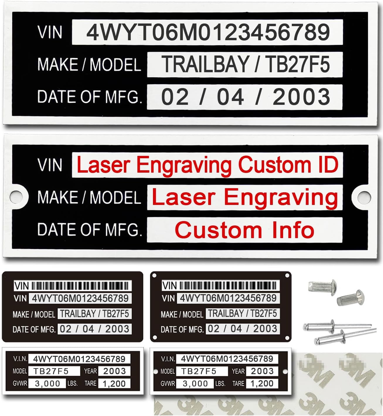Blank Aluminum ID Plates, Metal Identification Plate, Serial Number Tag, Equipment Data Plate, Chassis ID Label, Compliance Asset Tag, Industrial Nameplate, DIY Replacement ID Plate