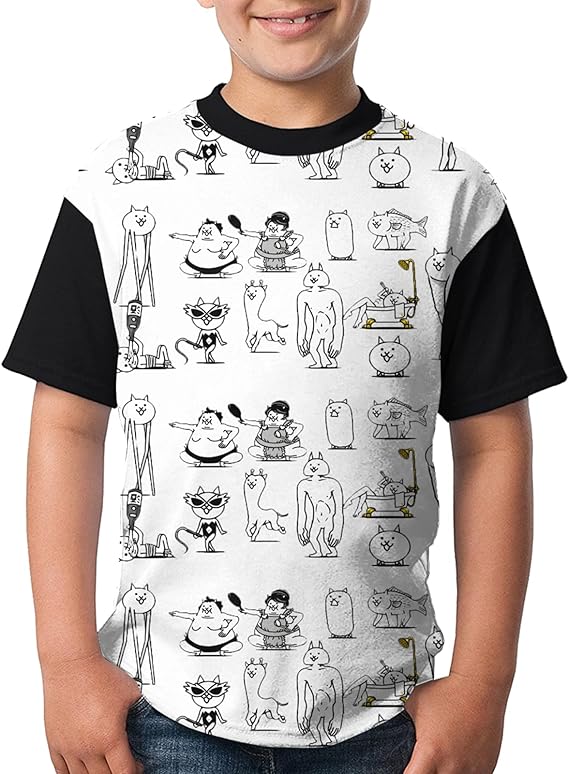 Amazon Co Jp にゃんこ大戦争 Tシャツ キッズ ティーシャツ 男の子 子供服 カットソー ボーイズ 半袖tシャツ カジュアル 可愛い 上着 ジュニア ベーシックシャツ 男女兼用 アウトドア 通園 通学 部屋着 ファッション