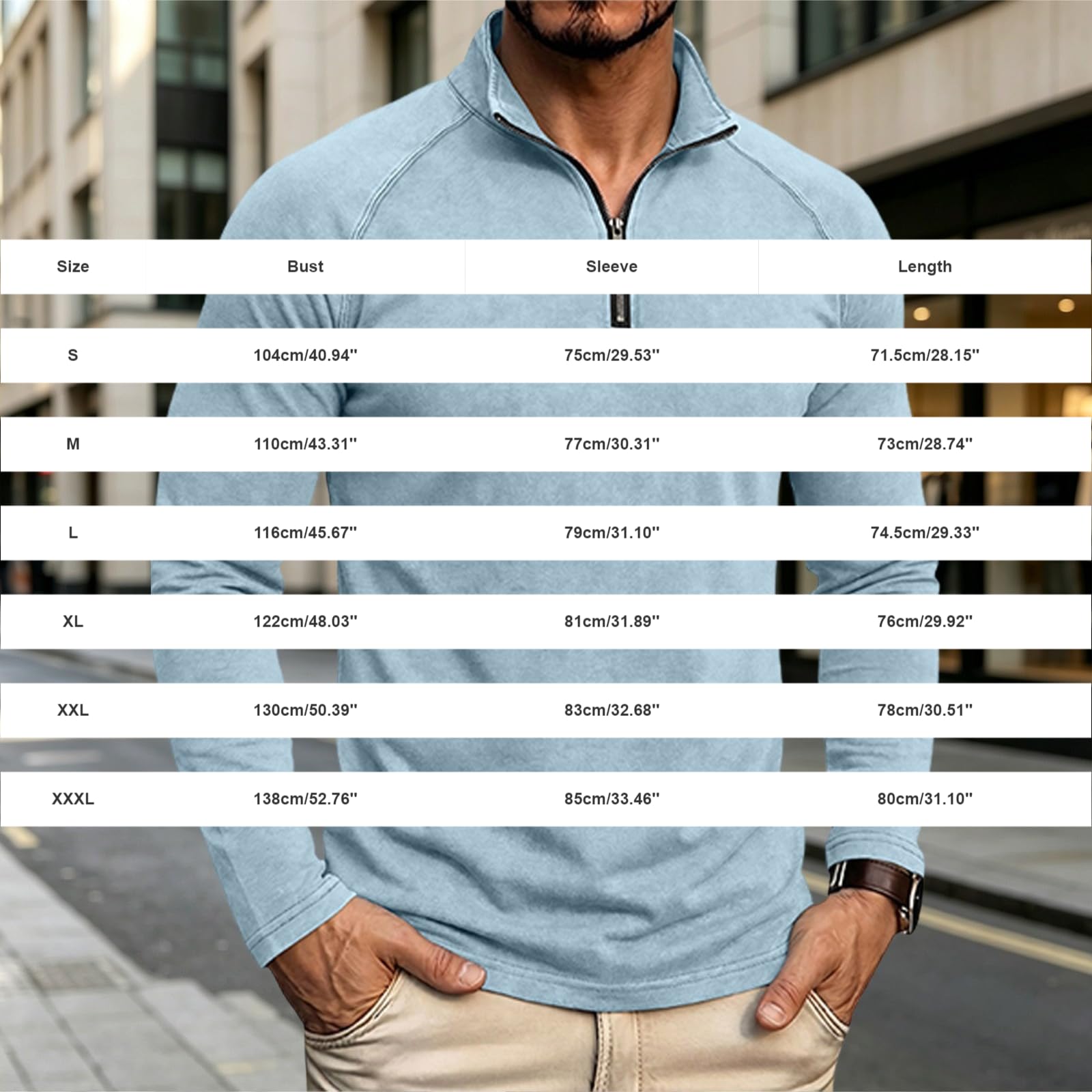 Herren-Poloshirt, 1/4-Reißverschluss, langärmelig, lässiger Pullover