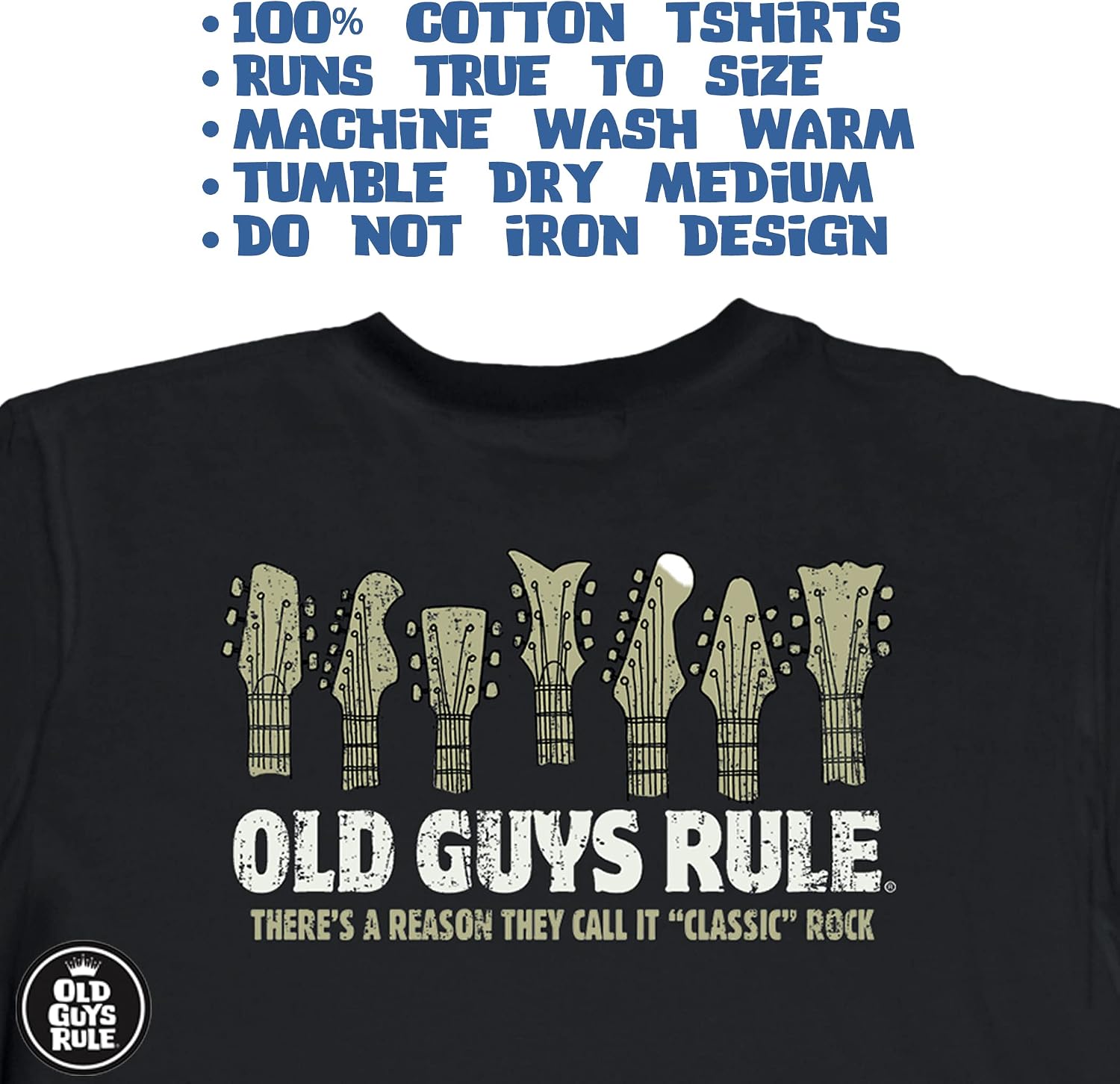 OLD GUYS RULE Men's Graphic T-Shirt, Classic Rock - Gift for Dad, Grandpa, Husband - Funny Tee for Musicians, Guitarists